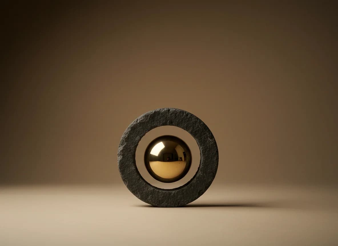 Coaching: the platform at work, as a studio still life in brass and stone