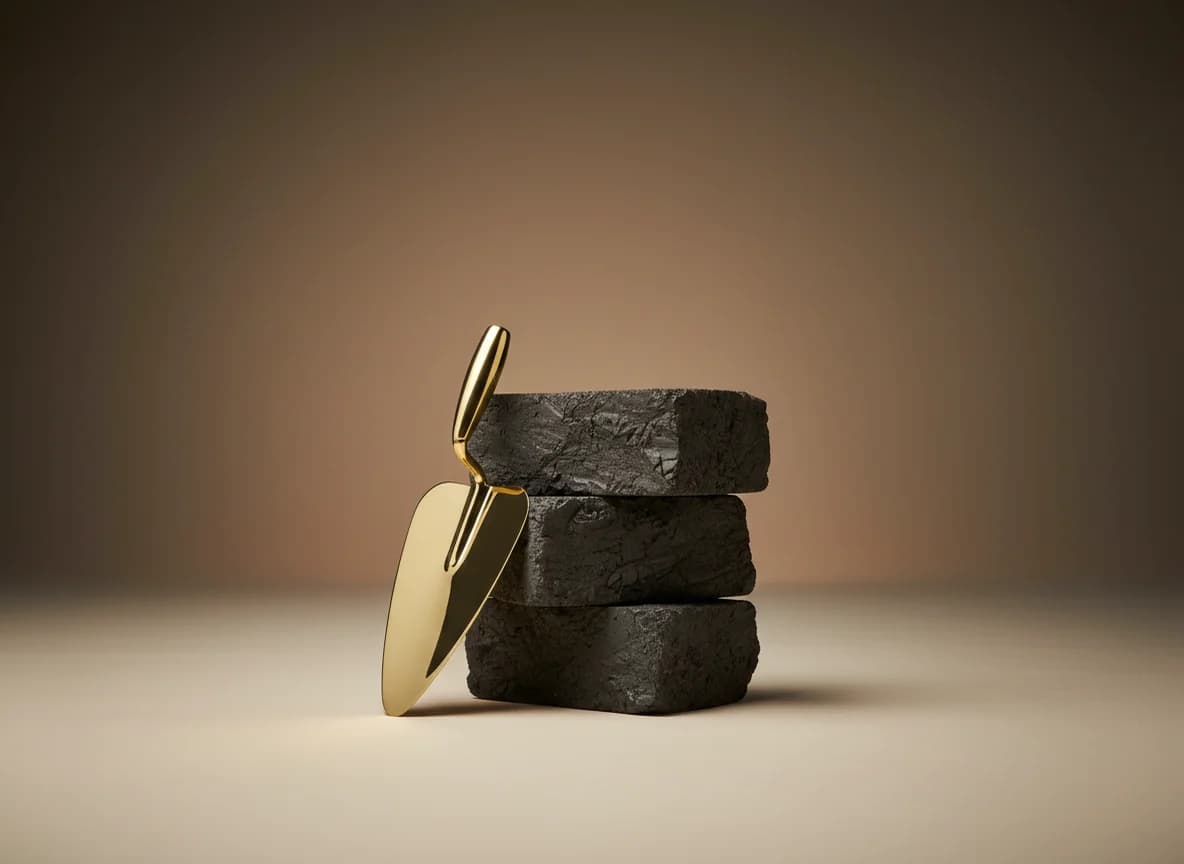 Construction: the problem, as a studio still life in brass and stone