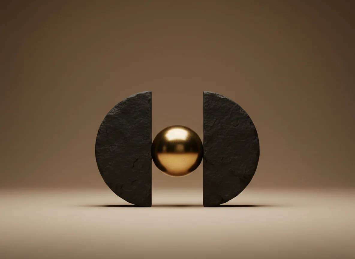 Dental & Med Spa: the platform at work, as a studio still life in brass and stone