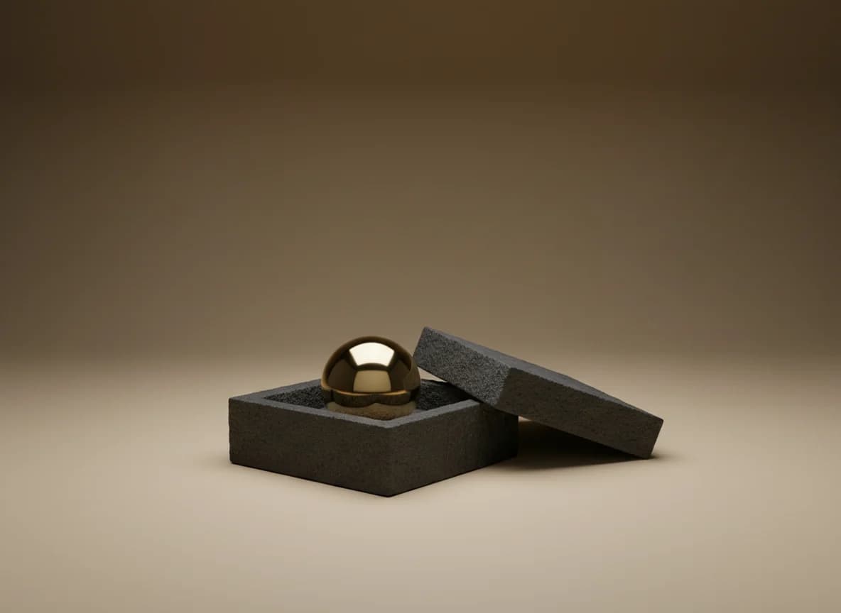E-Commerce: the problem, as a studio still life in brass and stone