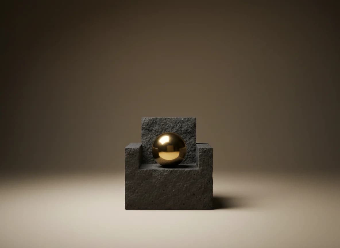 Furniture: the problem, as a studio still life in brass and stone