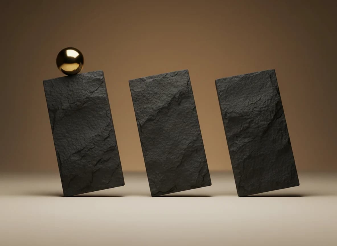 Solar: the platform at work, as a studio still life in brass and stone