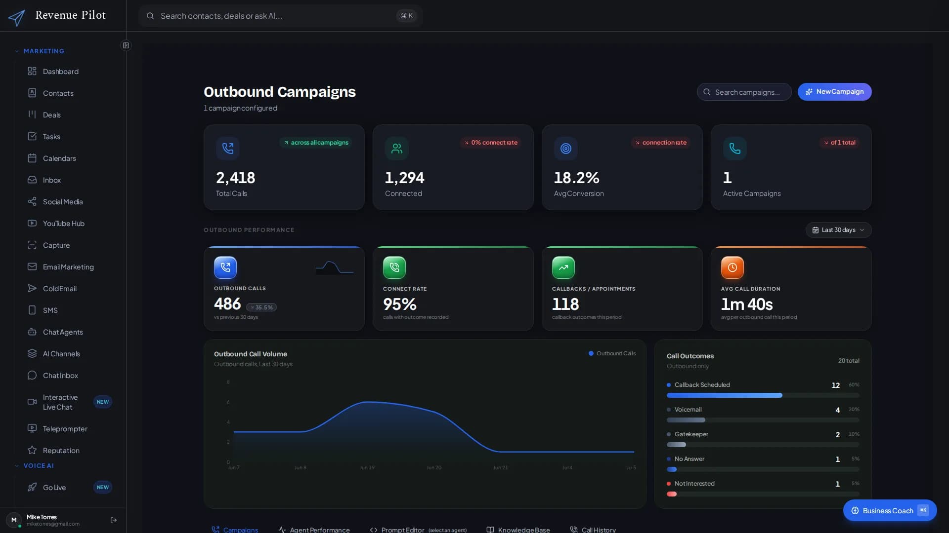 Revenue Pilot Outbound & Inbound Voice AI screenshot