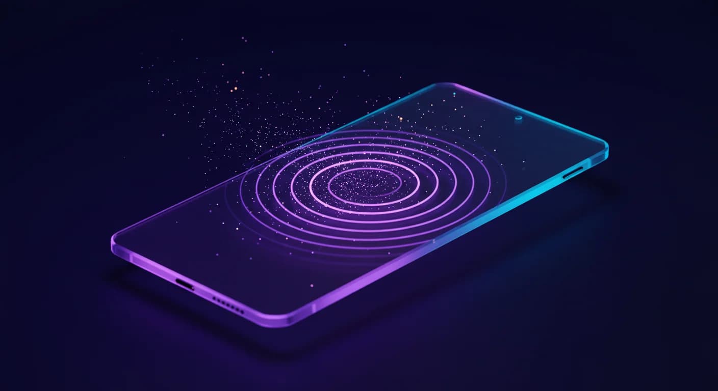 AI sales agent, a glass phone radiating live call signal