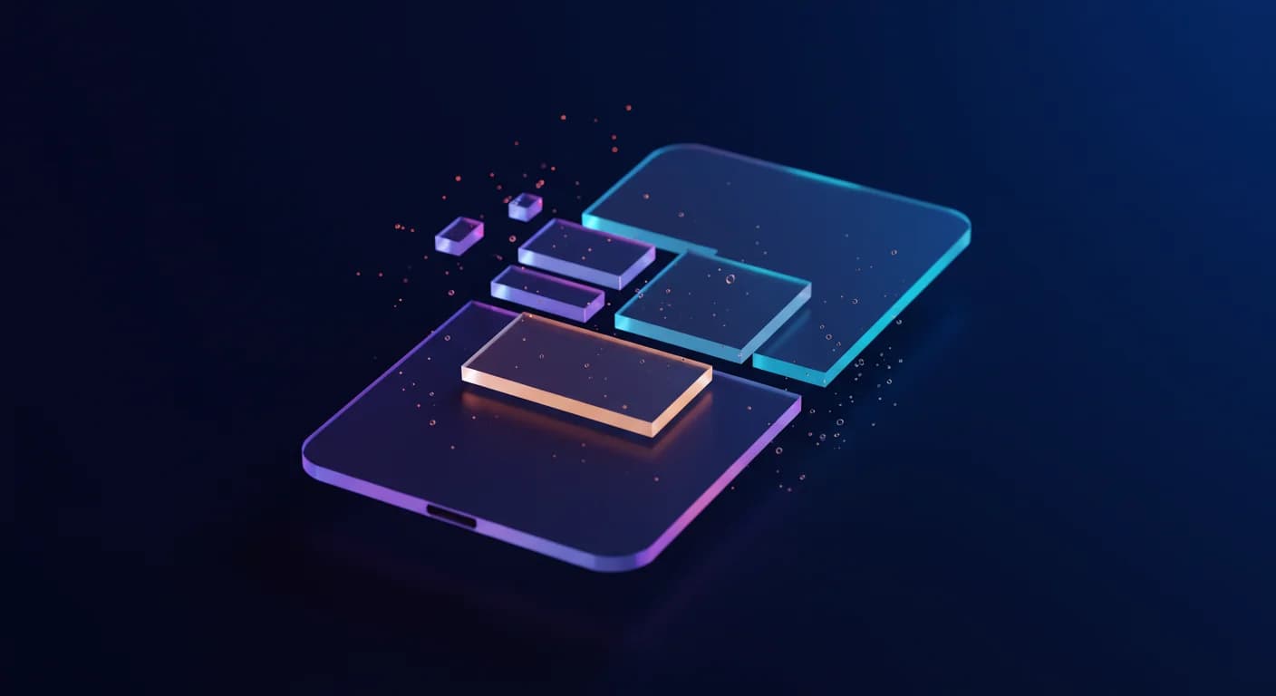 App development, glass components assembling on a device