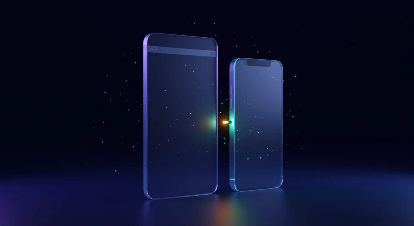 Abstract visualization of custom web design and app development with a modern layered interface