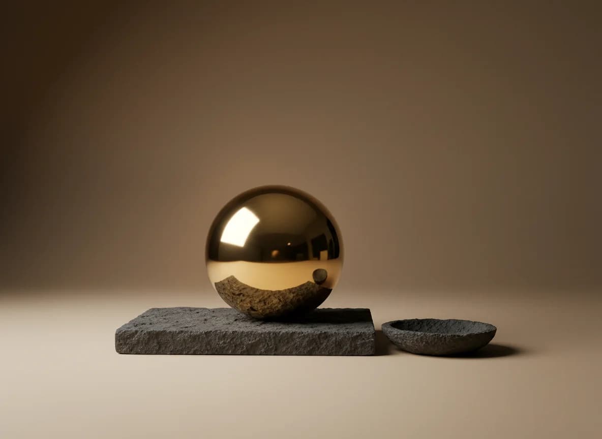 Dermatology: the problem, as a studio still life in brass and stone