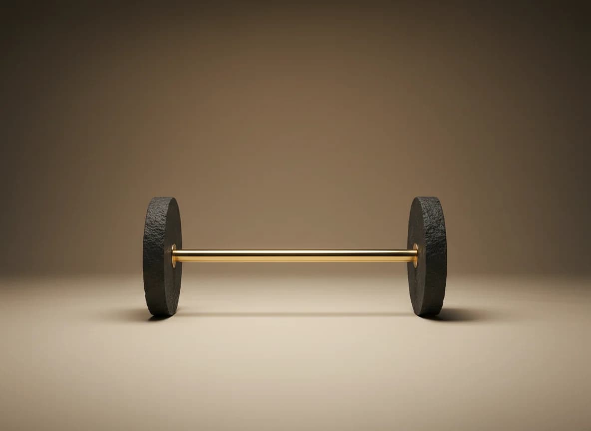 Fitness & Gyms: the problem, as a studio still life in brass and stone