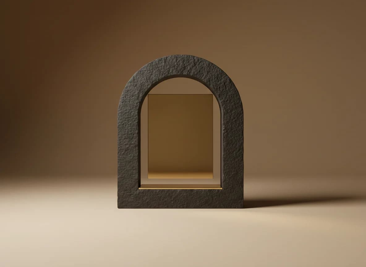 Garage Doors: the platform at work, as a studio still life in brass and stone