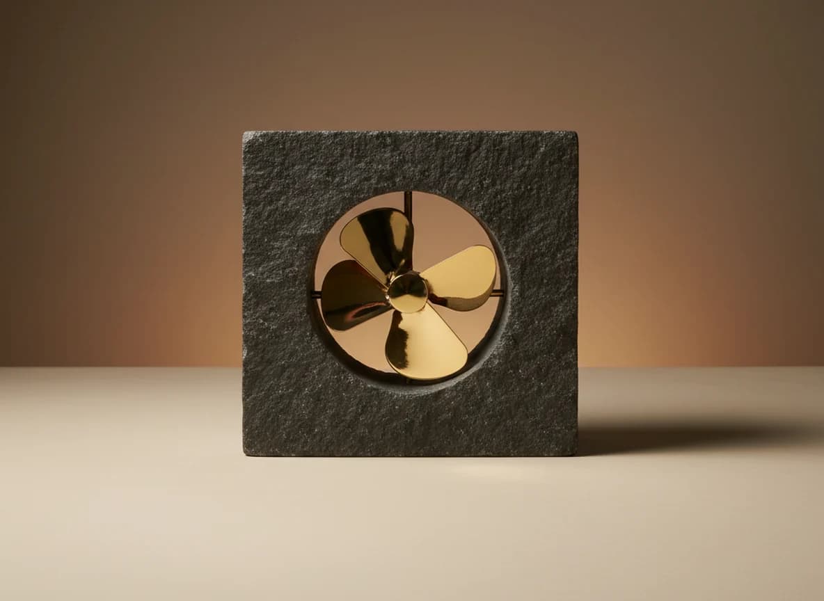 HVAC: the problem, as a studio still life in brass and stone