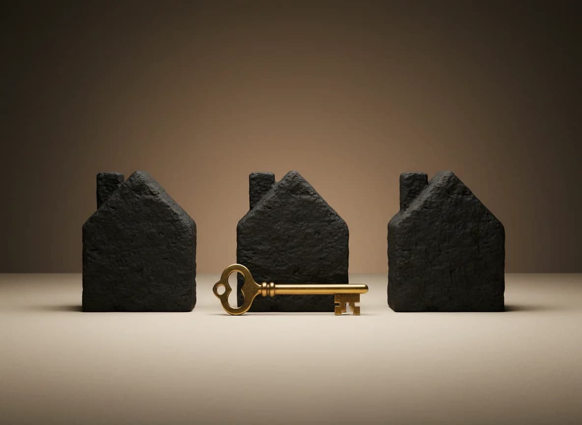 Property Management: the problem, as a studio still life in brass and stone